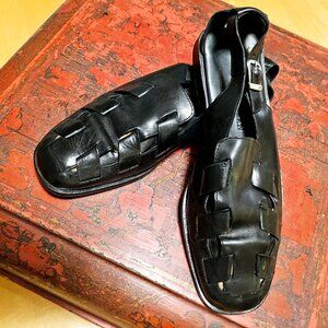 Cole Haan Fisherman Sandals Men 10M Black Buckle Classic Elegance